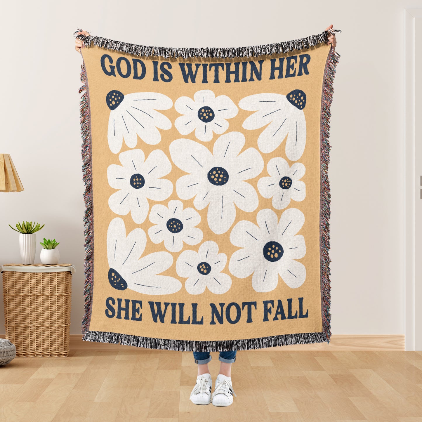 God Is Within Her Woven Blanket