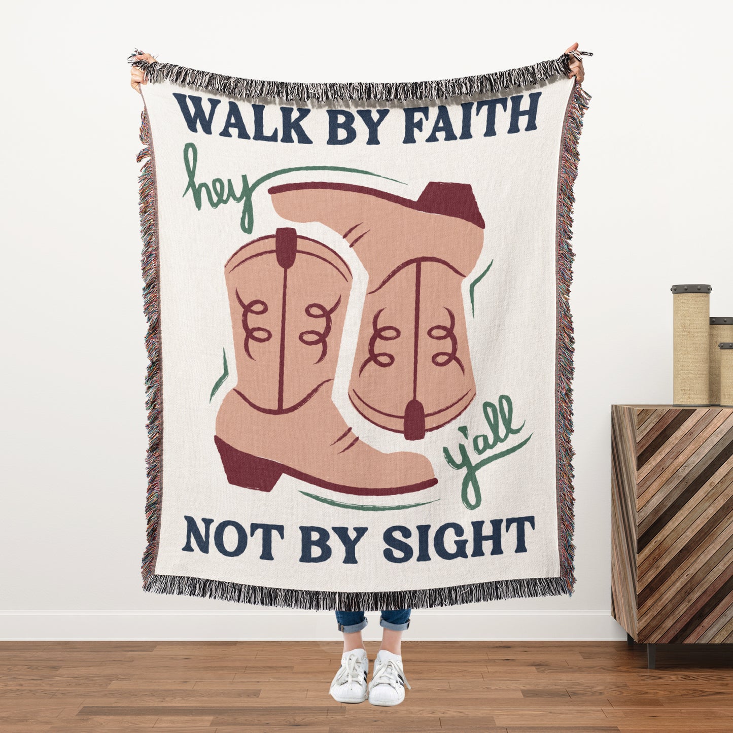 Walk By Faith Woven Blanket