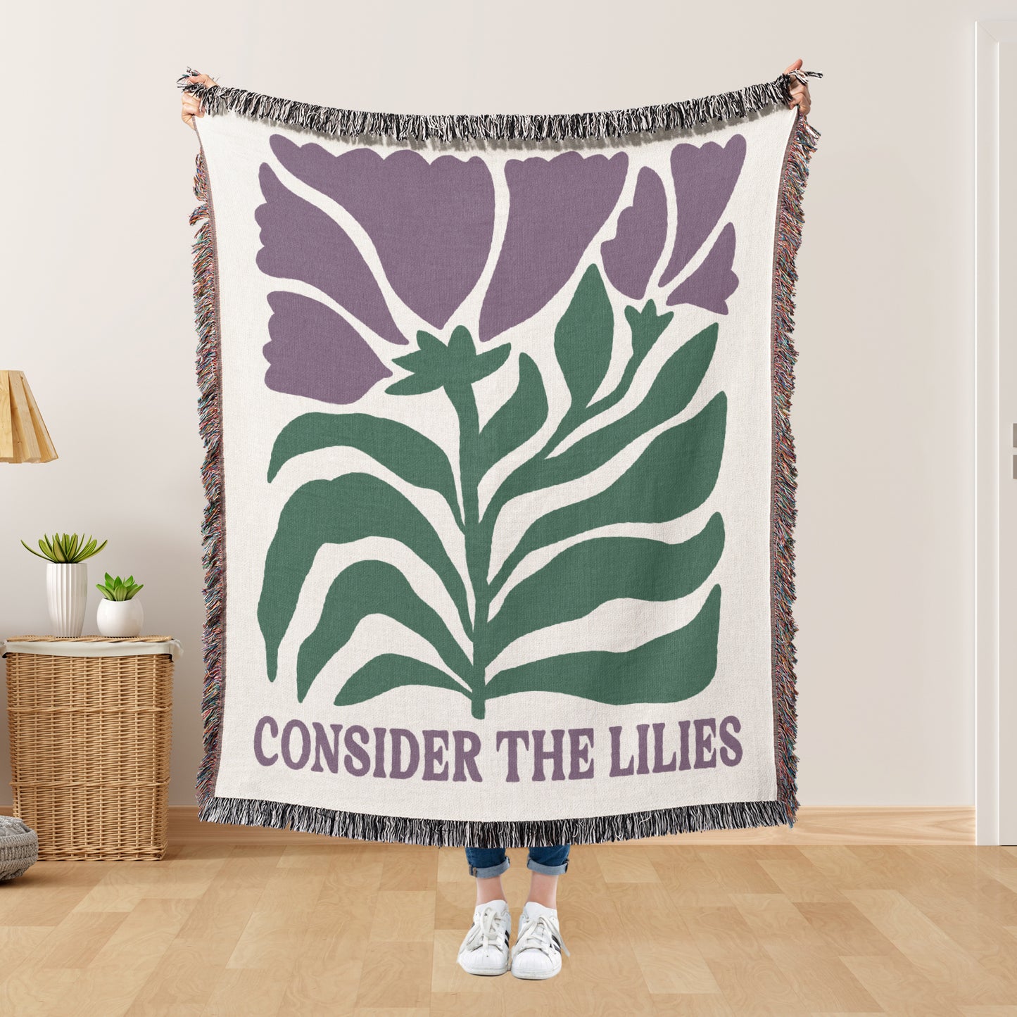 Consider The Lilies Woven Blanket