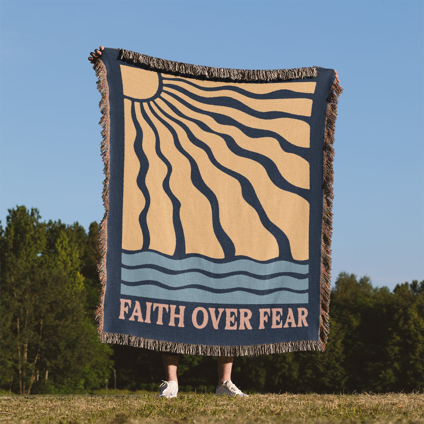 Faith Over Fear Woven Blanket