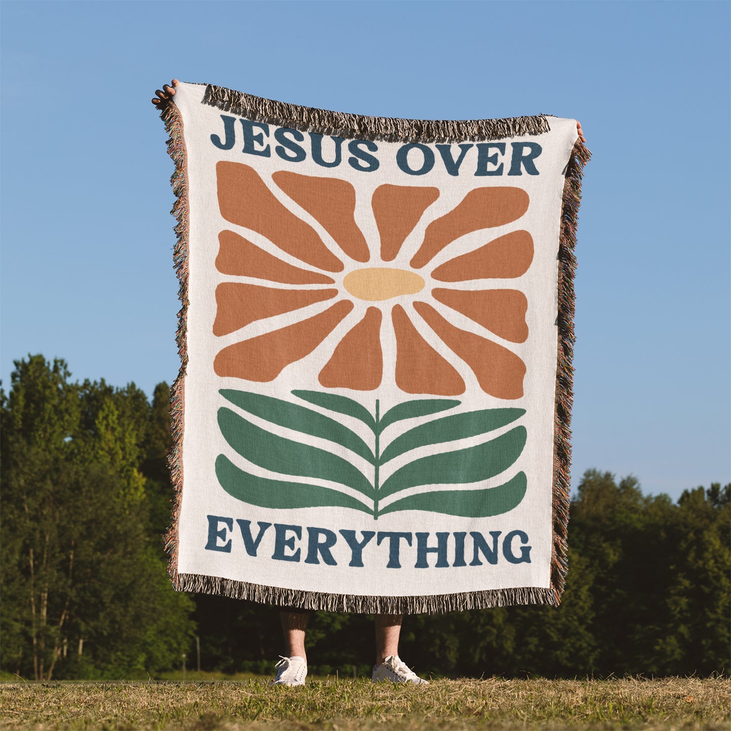 Jesus Over Everything Woven Blanket
