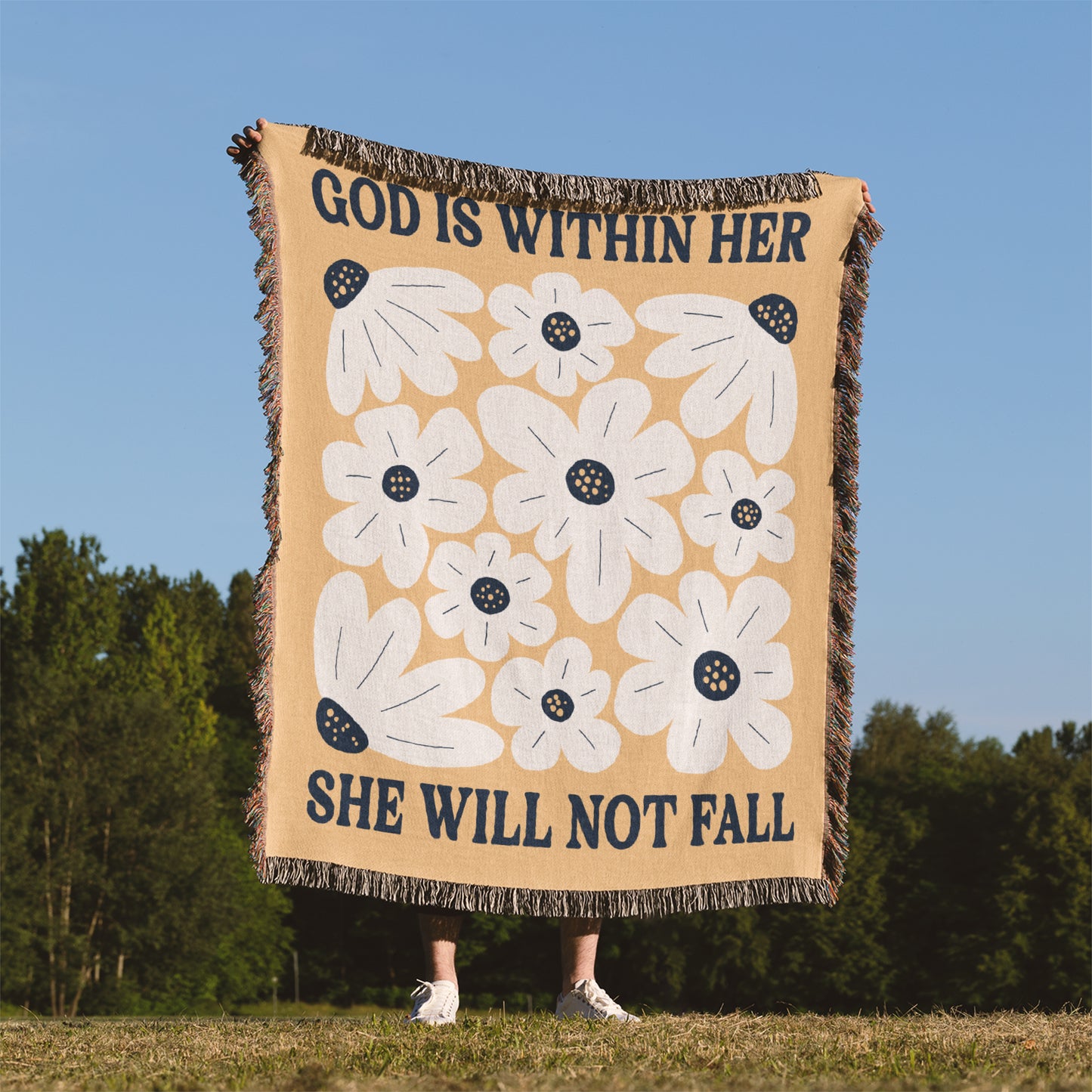 God Is Within Her Woven Blanket