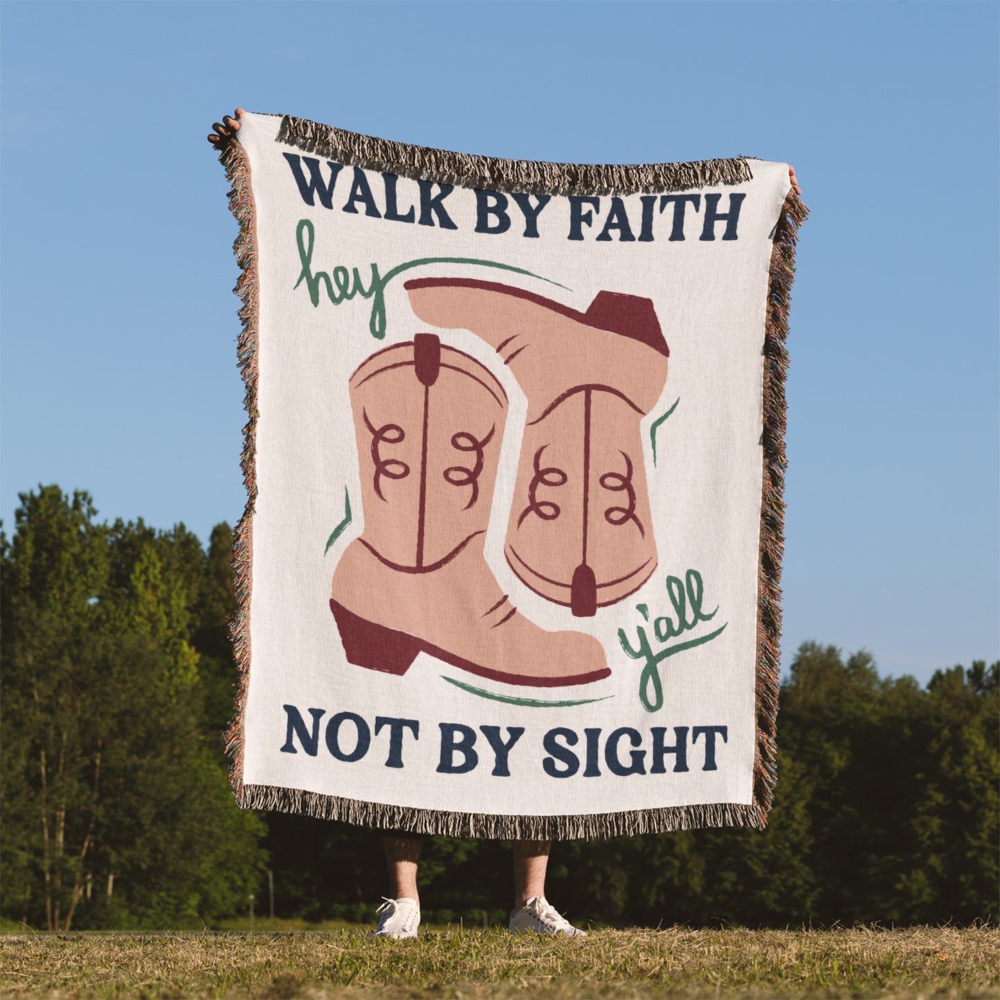 Walk By Faith Woven Blanket