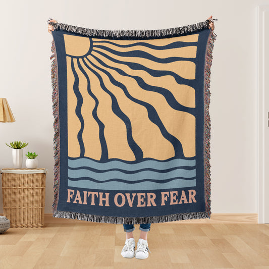 Faith Over Fear Woven Blanket