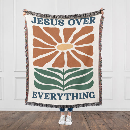 Jesus Over Everything Woven Blanket