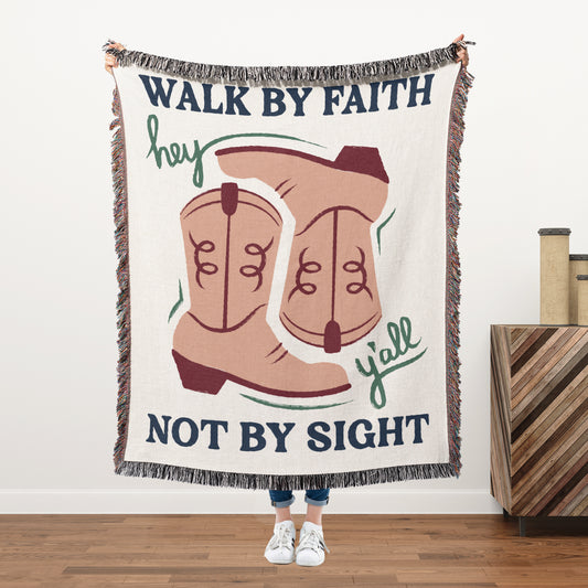 Walk By Faith Woven Blanket