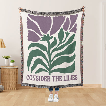 Consider The Lilies Woven Blanket
