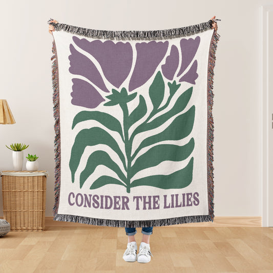 Consider The Lilies Woven Blanket
